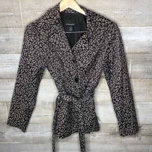 Cynthia Rowley leopard tie front button up blazer lightweight jacket